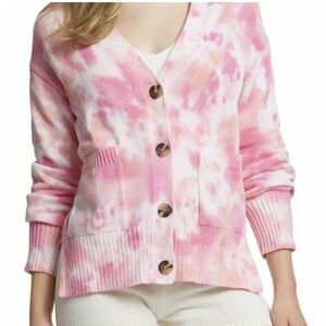 Juicy Couture Women's Pink Tie Dye Crop Chunky Cardigan Size M NWT! MRP $115